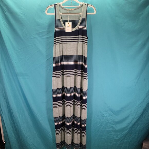 Marine Layer Womens Striped Maxi Dress Blue & Gray Size L - Picture 1 of 8